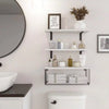 Bathroom Shelves Over Toilet With Storage Basket, Floating Wall Shelf For Home Organization & Wall Decor, Bathroom/Kitchen/Living Room Shelves–White